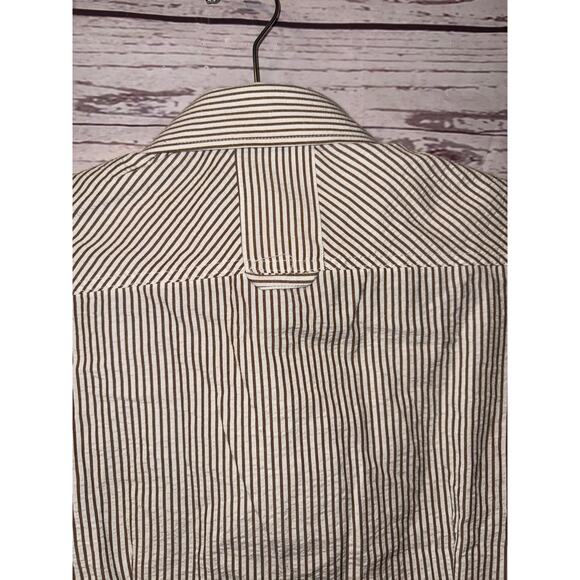NWT American Heritage Brown and White Stripe Button Up Sz M - Picture 8 of 12